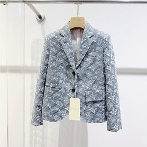 Authentic Thom Browne Gray and White Patterned Blazer